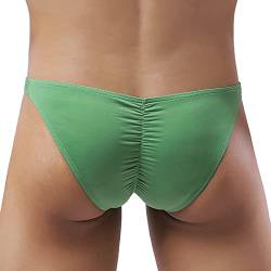 Faringoto Herren-Unterwäsche, niedrige Taille, Eisseide, durchscheinender Bikini, grün, L von Faringoto