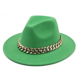 Faringoto Hüte für Damen, modische Fedora-Hüte, Damen-Hüte mit Krempe, grasgrün, 58 von Faringoto