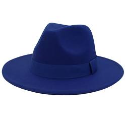 Faringoto Kaschmir-Filzhüte für Damen und Herren, Jazz-Hüte, breite Krempe, modisch, quadratisch, mit großer Krempe, königsblau, 58 von Faringoto