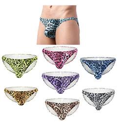 Faringoto Leopardenmuster Herren Slips Coole Unterwäsche Herren Bequem U Konvex Bulge Pouch Mann Bikini Unterhose Shorts, 8 Farben, L von Faringoto