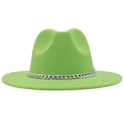 Faringoto Modischer Fedora-Hut mit breiter Krempe für Damen, Herbst, Winter, Herren, Panama, grün, 58 von Faringoto