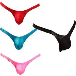 Faringoto Nahtlose, solide Tanga, Herren, T-Rücken, dünne Unterhose mit niedriger Taille, Rot + Blau + Pink + Schwarz, M von Faringoto