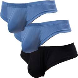 Faringoto Sexy Shorts Unterhose Herren Rippstoff Trunks Unterwäsche U Pouch, 2 blau + schwarz, XL von Faringoto