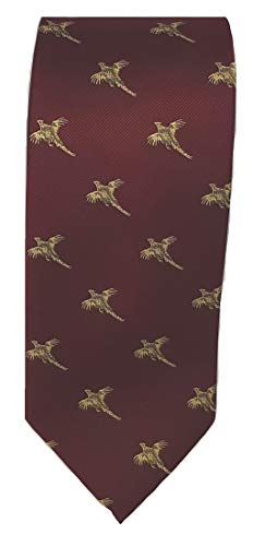 Luxus Gewebte Krawatte mit Fliegend Fasane auf Weinrot Hintergrund - Großartig für ein Spiel Schießen Tag oder zu Tragen Generell (924) von Farm Cottage Brands