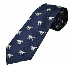 Luxus Marineblau Krawatte mit Pferde Being von Their Jockeys Großartig für Rennen Meetings und Generelles Tragen (932) von Farm Cottage Brands