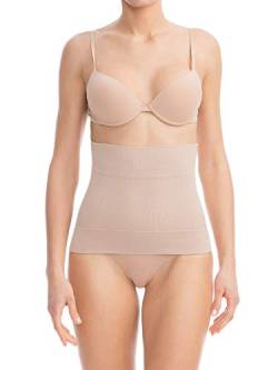 FarmaCell Bodyshaper 605S (Beige, M) Unsichtbare Formende Bauchbinde mit stützendem Hüftband und 4 Stützstäben die EIN Aufrollen verhindern von FarmaCell