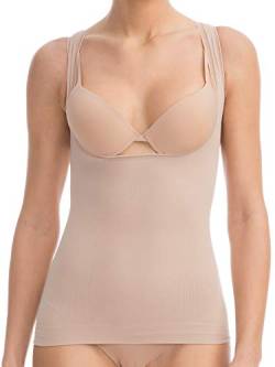 FarmaCell Bodyshaper 606B (Beige, 2XL/3XL) Unterhemd ohne Körbchen, stützend, formend, Brust Push-up, leichtes und erfrischendes NILIT Breeze Gewebe von FarmaCell