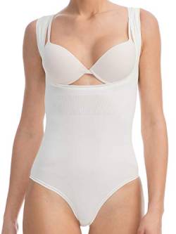 FarmaCell Bodyshaper 608B (Elfenbein, S/M) Body ohne Körbchen stützend formend Brust Push-up - leichtes und erfrischendes NILIT Breeze Gewebe von FarmaCell