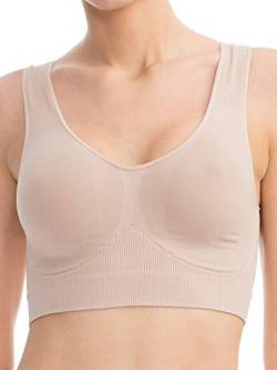 FarmaCell Bodyshaper 618 (Beige, M) Dehnbarer die Brust stützender Push-Up-BH mit Breiten Schulterriemen von FarmaCell