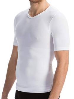 FarmaCell Man 419B (Weiß, M) Herren-Kurzarm-T-Shirt figurformend und stützend mit leichten erfrischendem Breeze Garn von FarmaCell
