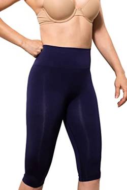 FarmaCell Sport Leggings Damen 604y – 3/4 Schlankmachende Sporthose Für Damen. Blickdichte Leggings Damen Figurformend Und Modellierend. Yogahose Damen Anti-Cellulite(Blau, 4XL) von FarmaCell