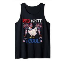 Red White And Cool Costume Chicken Sunglasses 4th July Tank Top von Farmer 4th Of July Costume