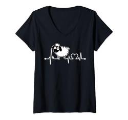 Damen Schaf Herzschlag Hemd Landwirt/Landwirtschaft/Bauernhof T-Shirt mit V-Ausschnitt von Farmer Loves Gift