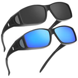 Farrobor Sonnenüberbrille für Brillenträger Polarisiert Überzieh Sonnenbrille Herren Damen 2 Set mit UV400 für Autofahren Wandern Angeln Überbrille 0311(Klassische Farben) von Farrobor