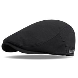 Schirmmützen Baskenmützen Herren Flatcap Newsboy Schiebermütze Barett (C327B_Black) von Fasbys