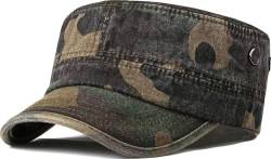 Unisex Militär Armee Hut Männer Frauen Flat Top Cap Adjustable Camo Cadet Cap, Einheitsgröße (Camo_Army Green) von Fasbys