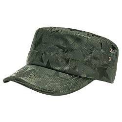 Unisex Militär Armee Hut Männer Frauen Flat Top Cap Adjustable Camo Cadet Cap, Einheitsgröße (Stars_camo_Army Green) von Fasbys