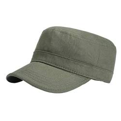 Unisex Militär Armee Hut Männer Frauen Flat Top Cap Adjustable Camo Cadet Cap, Einheitsgröße (Style1_Green) von Fasbys