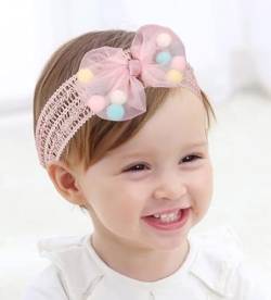Fashband Baby Mädchen Haarbänder Elastische Spitze Schleife Knoten Haarband Weiches Haar Zubehör für Neugeborene Kleinkind Kleinkind (2er Pack) von Fashband