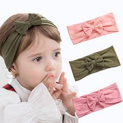 Fashband Baby-Mädchen Nylon-Stirnbänder Schleife geknotet elastische Haarbänder weich breit niedlichen Haar-Accessoires für Kinder Kleinkinder Kleinkinder (Packung mit 3) von Fashband