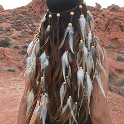 Fashband Feder-Stirnband, Boho-Hippie-Kopfschmuck, Tribal-Kopfschmuck im Stil der amerikanischen Ureinwohner, Festival, Party, Haarschmuck für Damen und Mädchen von Fashband