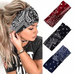 Fashband Frauen Stirnbänder 3 PCs Boho Criss Cross Head Wrap Haarband Elastisches Turban Haarband Yoga Laufsport Workout Headwraps für Mädchen. (Cashewnüsse 2) von Fashband