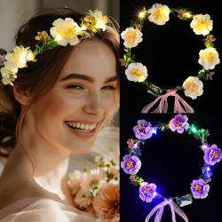 Fashband LED-Stirnbänder leuchten Blumengirlande Kopfbedeckung Kranz Festival Haarschmuck für Frauen von Fashband