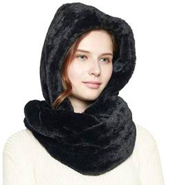 Fashion 21 Damen Soft Faux Fur Infinity Schal & Infinity Hood Schal Kopftuch Wrap (2 Stile) - Schwarz - Einheitsgröße von Fashion 21