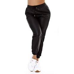 Fashion Design High Waist Lederlook Kunstleder Optik Thermo Hose Jogpants Joggers (L/XL) von Fashion Design