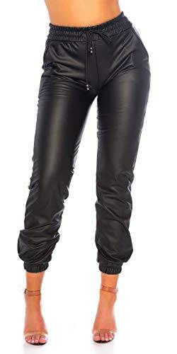 Fashion Design High Waist Lederlook Kunstleder Optik Thermo Hose Jogpants Joggers (Schwarz, L/XL) von Fashion Design