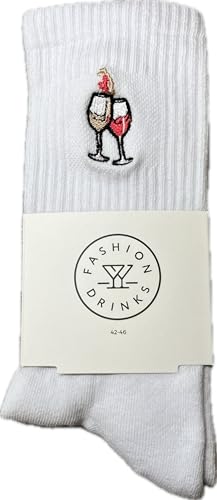 Fashion Drinks Crew Socks Damen & Herren aus Bio Baumwolle im Wein Duett Design (42-46) von Fashion Drinks