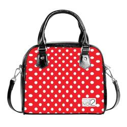Fashion House NO12 Handbag With Single Shoulder Strap in colorful printed patterns (L: 26 cm H: 21 cm W: 9 cm, Red Polkadots) von Fashion House NO12