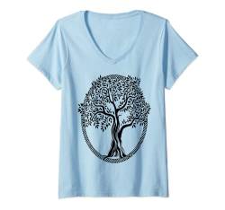 Damen Baum des Lebens T-Shirt mit V-Ausschnitt von Fashion Tees