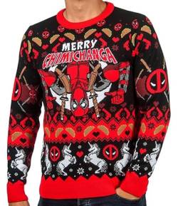 Deadpool Weihnachtspullover, rot, schwarz, XL von Fashion UK