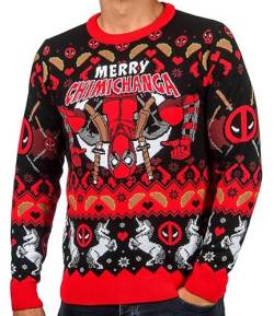 Deadpool Weihnachtspullover, rot, schwarz, XXL von Fashion UK
