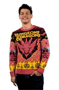Dungeons and Dragons Weihnachtspullover, Rot/Ausflug, einfarbig (Getaway Solids), L von Fashion UK