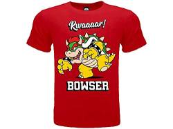 Fashion UK Bowser-T-Shirt, offizielles T-Shirt, 100 % Baumwolle, Farbe: Rot, Lizenzprodukt. Kindergröße: Jungen., Rot 12 Jahre von Fashion UK