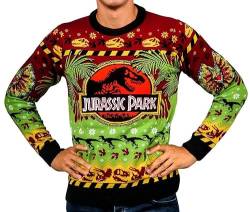 Fashion UK Jurassic Park Weihnachtspullover, Mehrfarbig/Meereswellen (Ocean Tides), 3X-Groß von Fashion UK