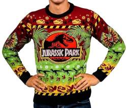 Fashion UK Jurassic Park Weihnachtspullover, Mehrfarbig/Meereswellen (Ocean Tides), XL von Fashion UK