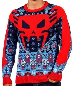 Fashion UK Spider Man Weihnachtspullover, Blau / Rot, M von Fashion UK