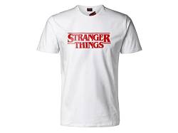 Fashion UK T-Shirt, Weiß, Logo, Stranger Things, Kurzarm, 100 % Baumwolle, Unisex, offizielles Produkt, für Erwachsene und Jungen., weiß, L von Fashion UK