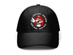 Fashion Uk Super Mario Basecap Cap Baseballkappe Kappe (DE/NL/SE/PL, Numerisch, 54, schwarz) von Fashion Uk