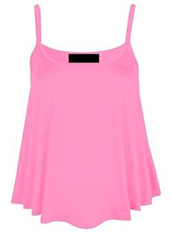 Damen Uni Ausgestellte Swing Weste Ärmelloses Top Strappy Cami Damen Plus Größe 8–22 Gr. UK S/M, Babyrosa von Fashion Valley