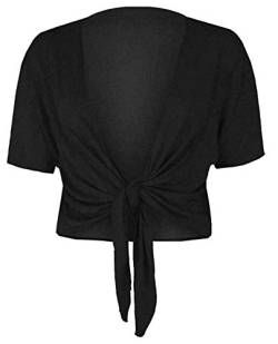 Fashion Essentials Damen-Bolero, kurze Ärmel, einfarbig, Stretch-Passform, bauchfrei, Übergröße Gr. 50-52, Schwarz von Fashion