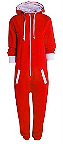 Fashion Kinder Jungen Mädchen Unisex Plain Strampler mit Kapuze In einem Jumpsuit Größen 7-14 Jahre Black & grau (13-14, Rot) von Fashion