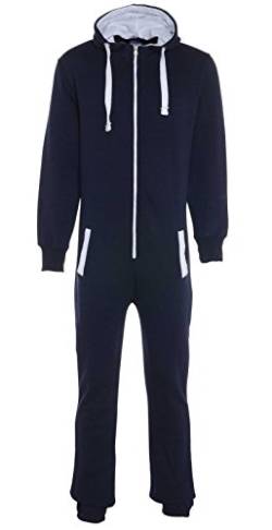 Fashion Kinder Jungen Mädchen Unisex Plain Strampler mit Kapuze In einem Jumpsuit Größen 7-14 Jahre Black & grau (7-8, Marine) von Fashion