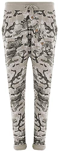 Fashion YOU WANT Damen Jogginghose Gr. 36 50 Sweatpants Sterne Boyfriend Ali Baba Style Anker Camouflage Uni Blumen Muster (40/42, Camou grau) von Fashion