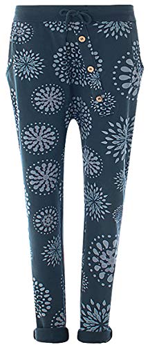 Fashion YOU WANT Damen Jogginghose Gr. 36-50 Sweatpants Sterne Boyfriend Ali Baba Style Anker Camouflage Uni Blumen Muster (44/46, PB d.blau) von Fashion