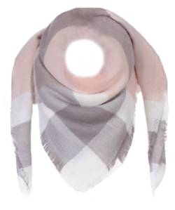 Fashion YOU WANT Damen XXL Schal kariert Karo Muter Quatro Deckenschal Scarf Bolero Tuch Poncho (rosa/grau/weiß) von Fashion