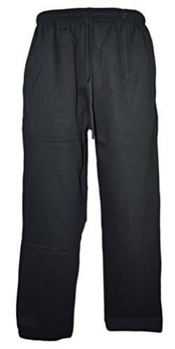 Herren Vlies Jogging Trainingsanzug Hosen Beinkleider Größen M - XXL auch PLUS Größen 3XL bis 6XL (4XL, Schwarz Open Hem) von Fashion